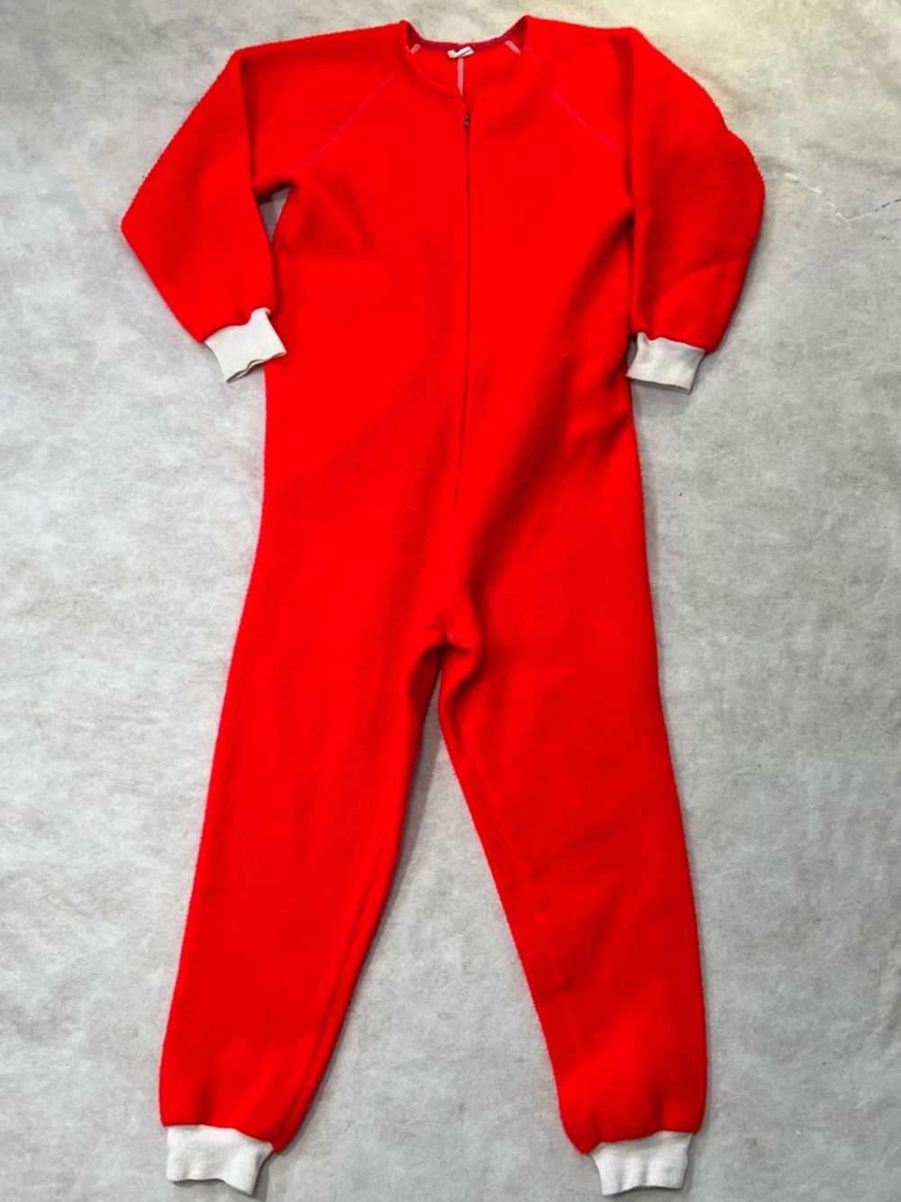 Vintage 60s Rear Flap Red Adult One Piece Pajamas Bunny Sleeper Onesie Weil Sz S